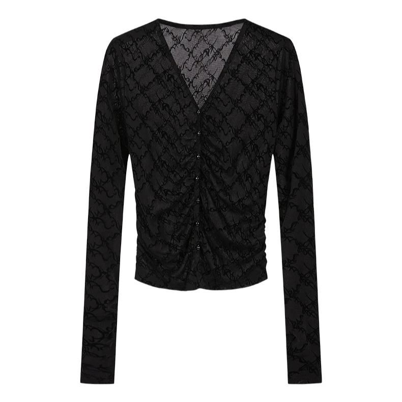 【商场同款】优雅内搭秋季新款提花网眼针织雪纺衫Y314311855