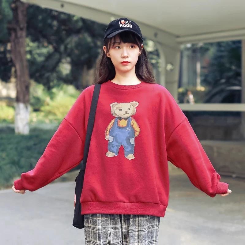 直播链接1加绒卫衣长袖宽松加厚印花圆领秋冬休闲百搭冬季时尚