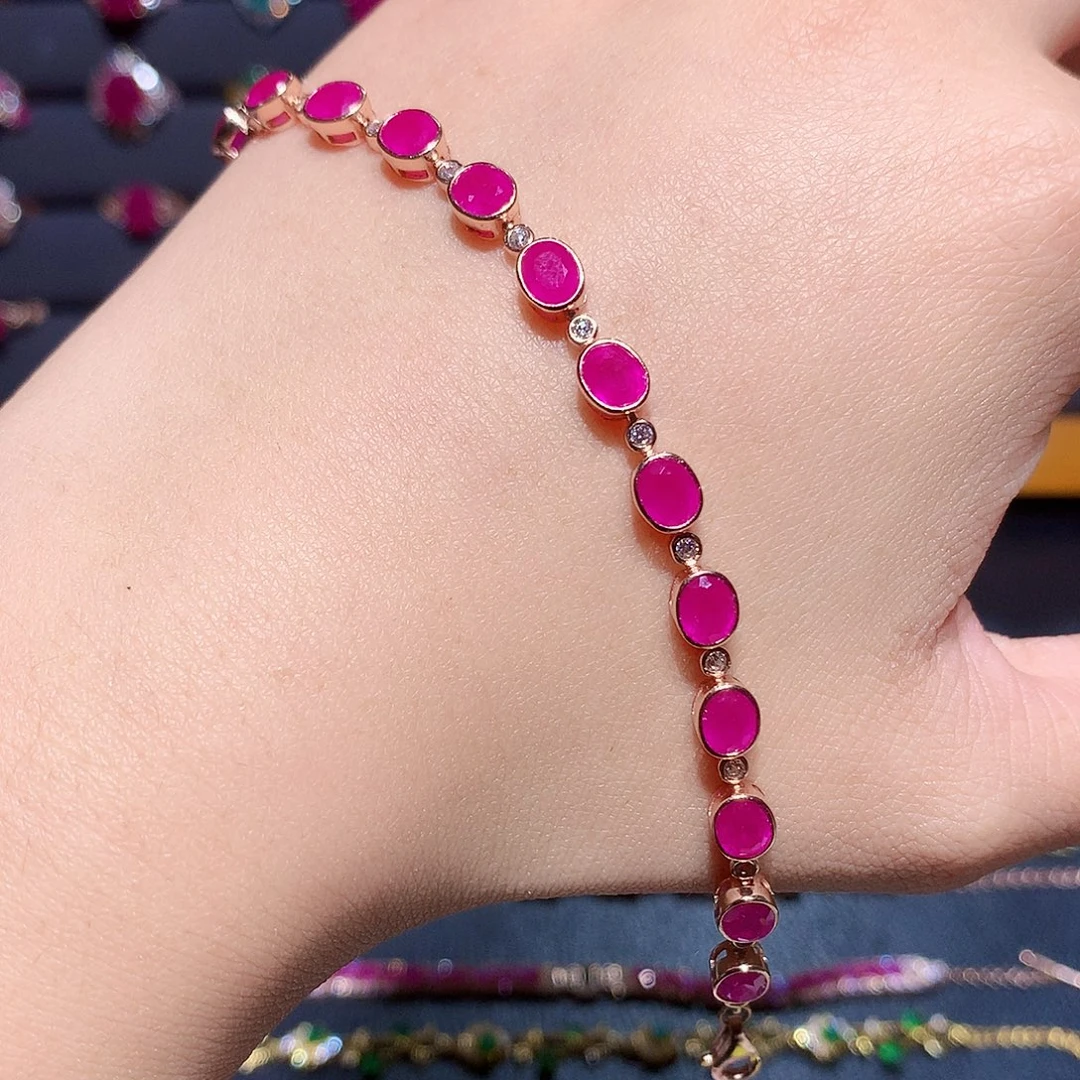 手链红宝石银S925镶嵌