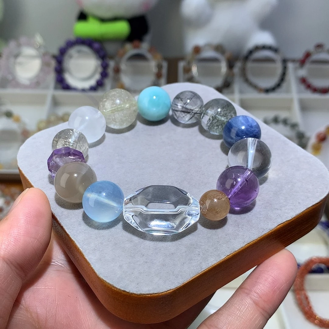 手链银S925镶嵌水晶多宝手串