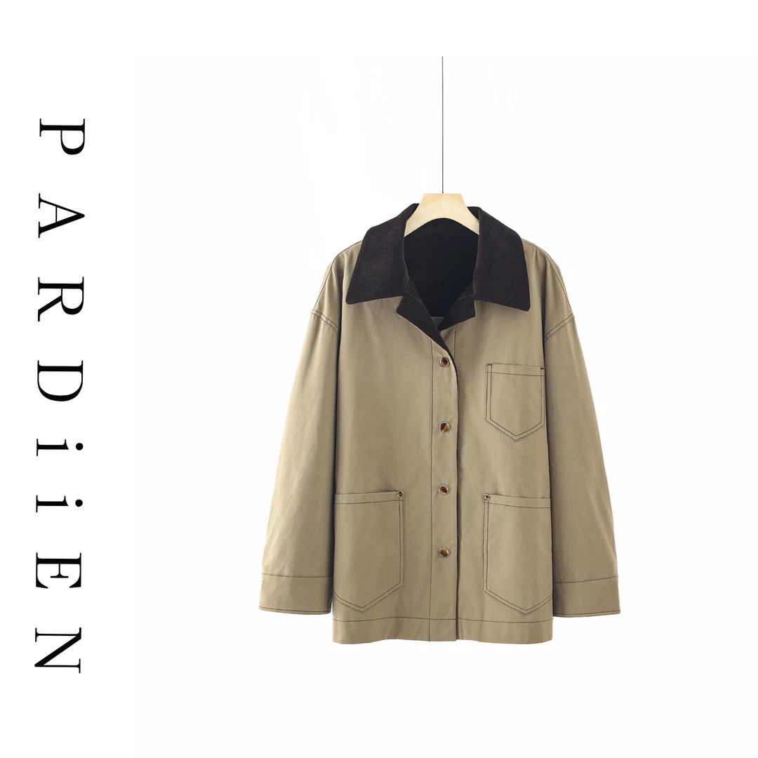 【北总严选】 帕迪恩琥珀扣撞色灯芯绒工装夹克外套01714