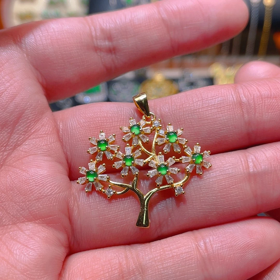 翡翠银S925镶嵌吊坠(不含链)