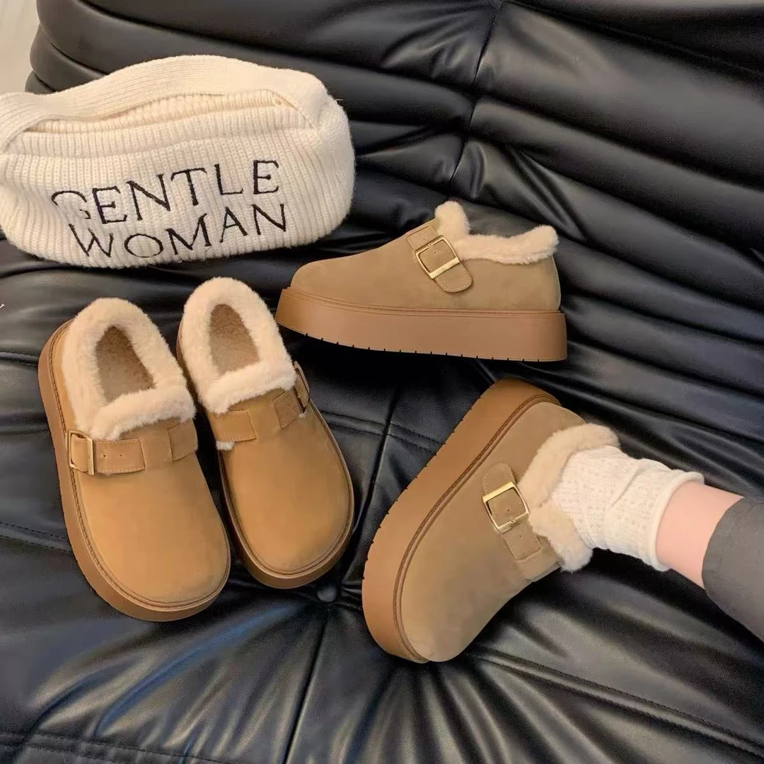 D1 冬季厚底加绒豆豆鞋一脚蹬勃肯鞋 2511