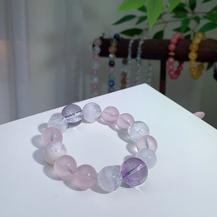 未镶嵌手链水晶粉紫泡泡