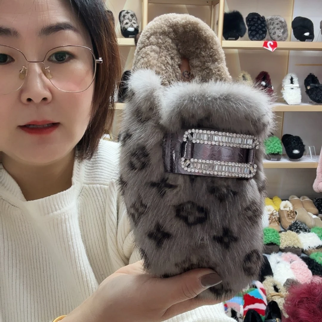 套趾款特价水貂半包毛拖38