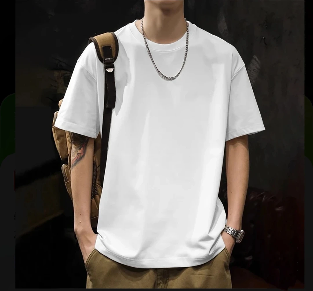 到手：两件【男女同款】纯棉短袖高织高密品质小白T恤