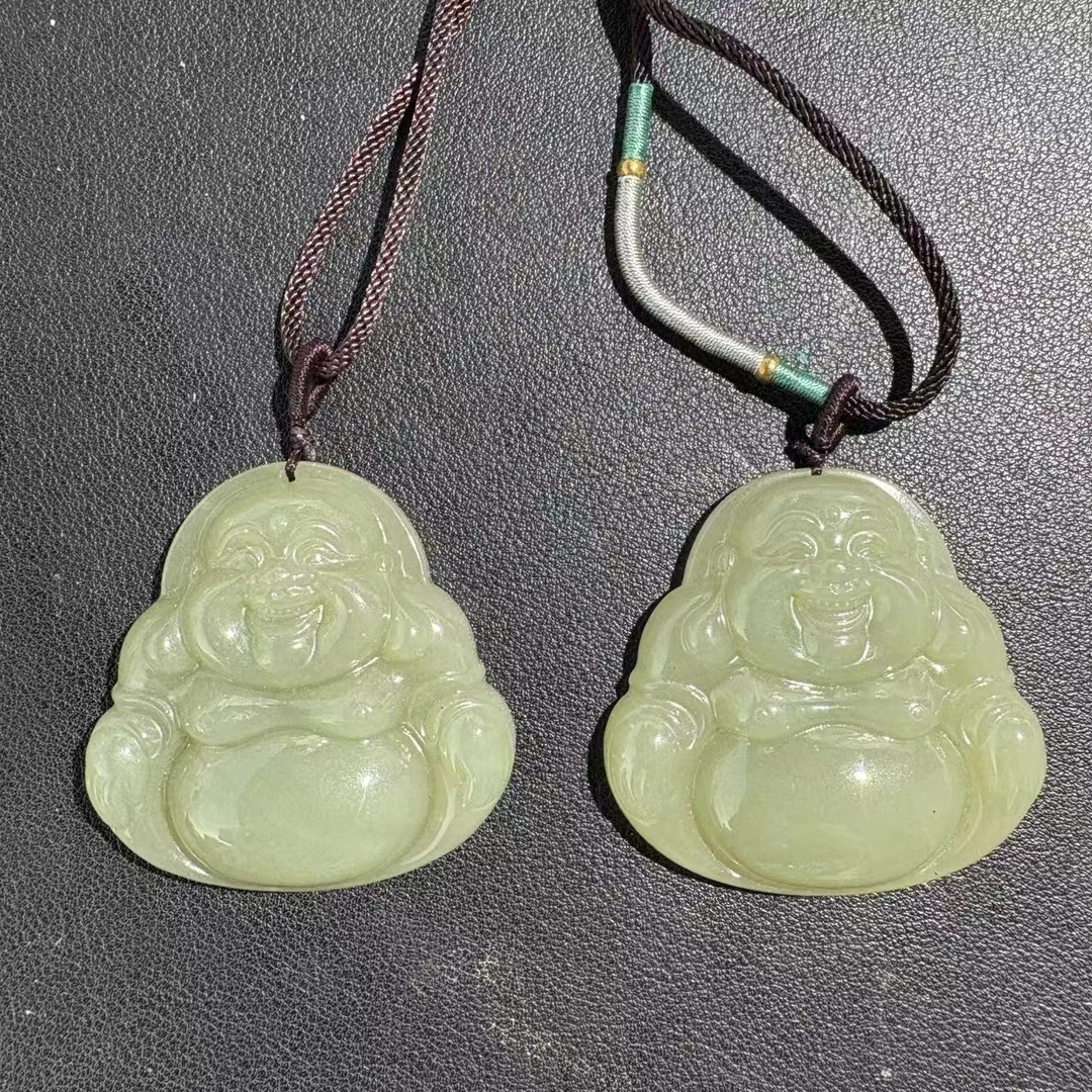 天然和田玉粉青佛公吊坠 H776—多样性发