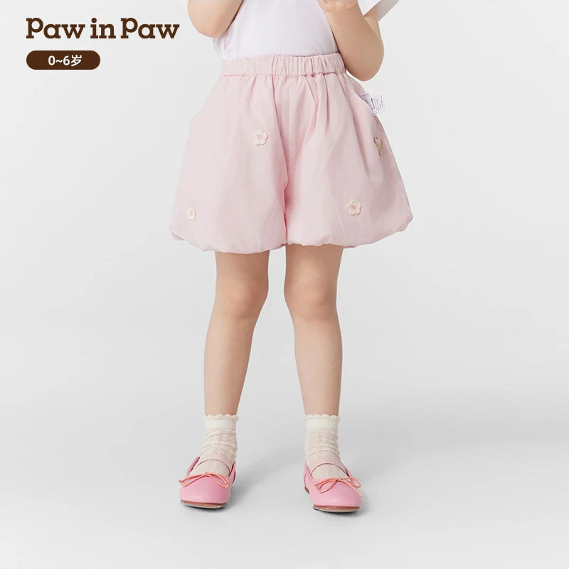 PawinPaw25年春夏新款女宝宝南瓜裤甜美舒适花边短裤PCTHF2681E
