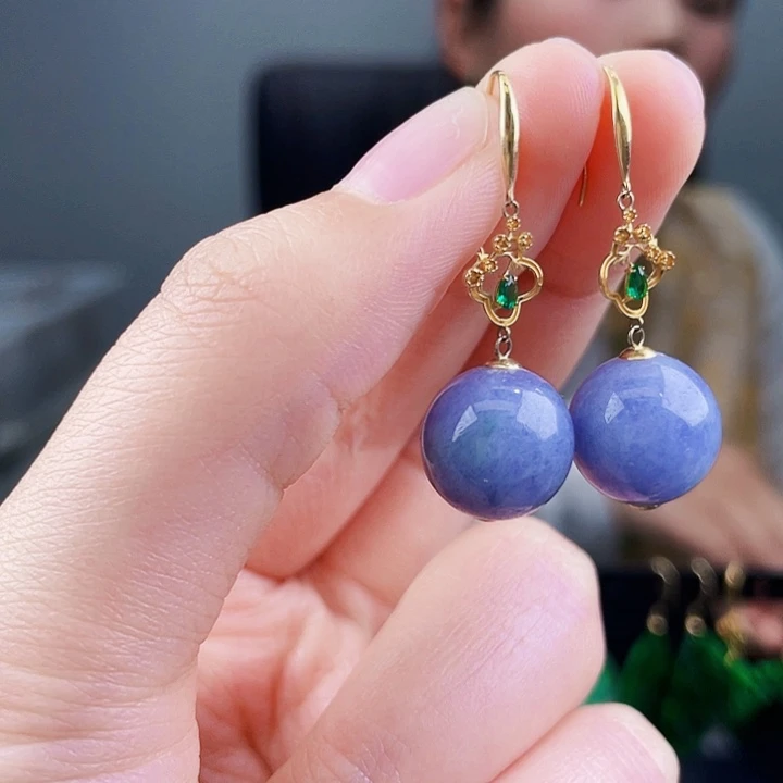 翡翠耳饰18K金镶嵌饰品