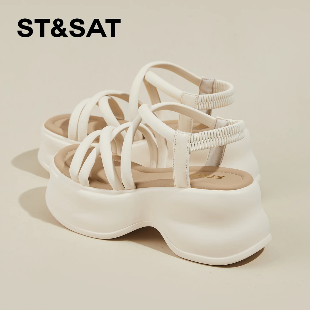 星期六复古绕休闲带沙滩鞋女款2025夏季新款外穿小众厚底罗马凉鞋