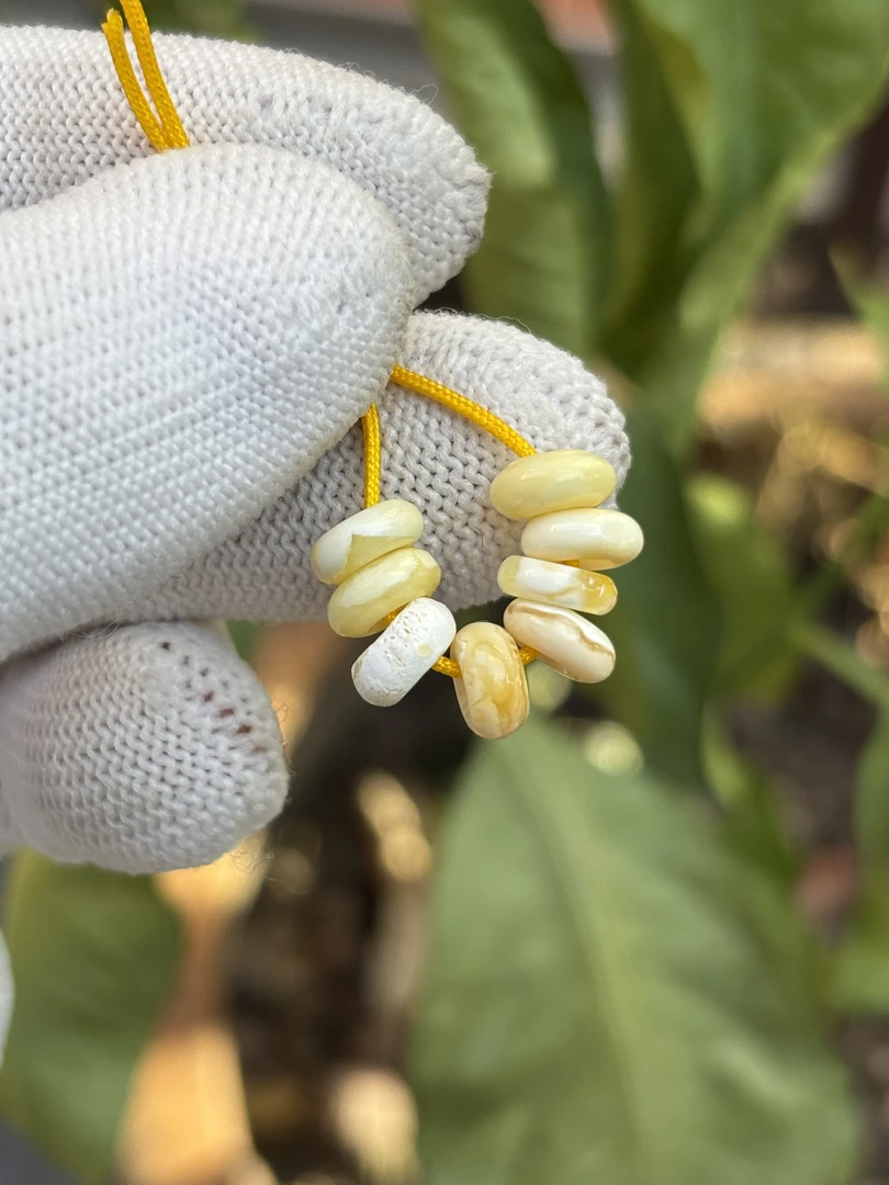 4023天然蜜蜡琥珀白蜡拉环小环配饰