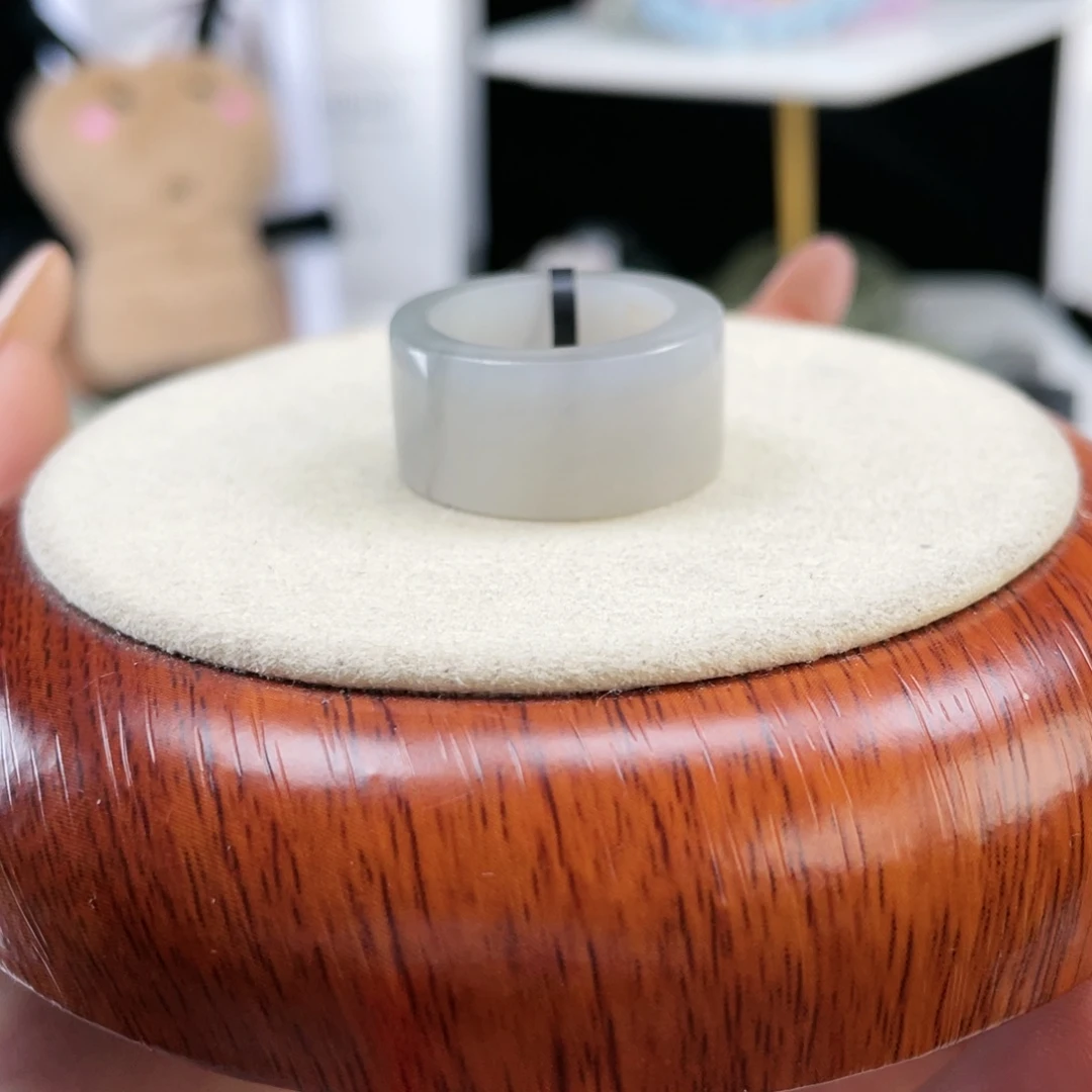 和田玉未镶嵌戒指P77冰透紫直切17.3不退换