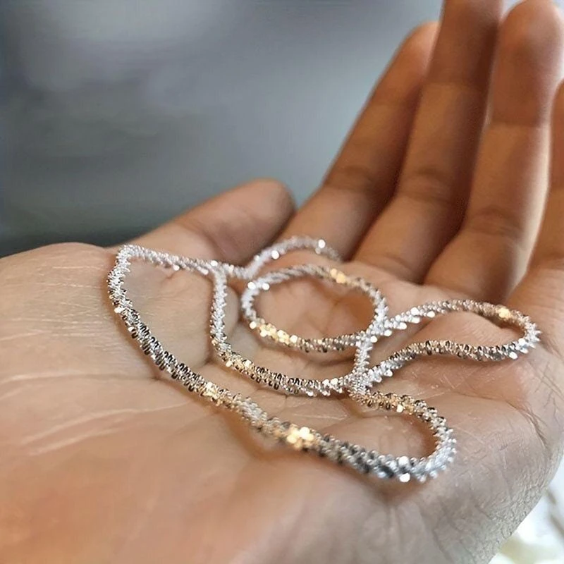 坠链均足银 官方正品999纯银项链女款时尚百搭千足银波光粼粼项链