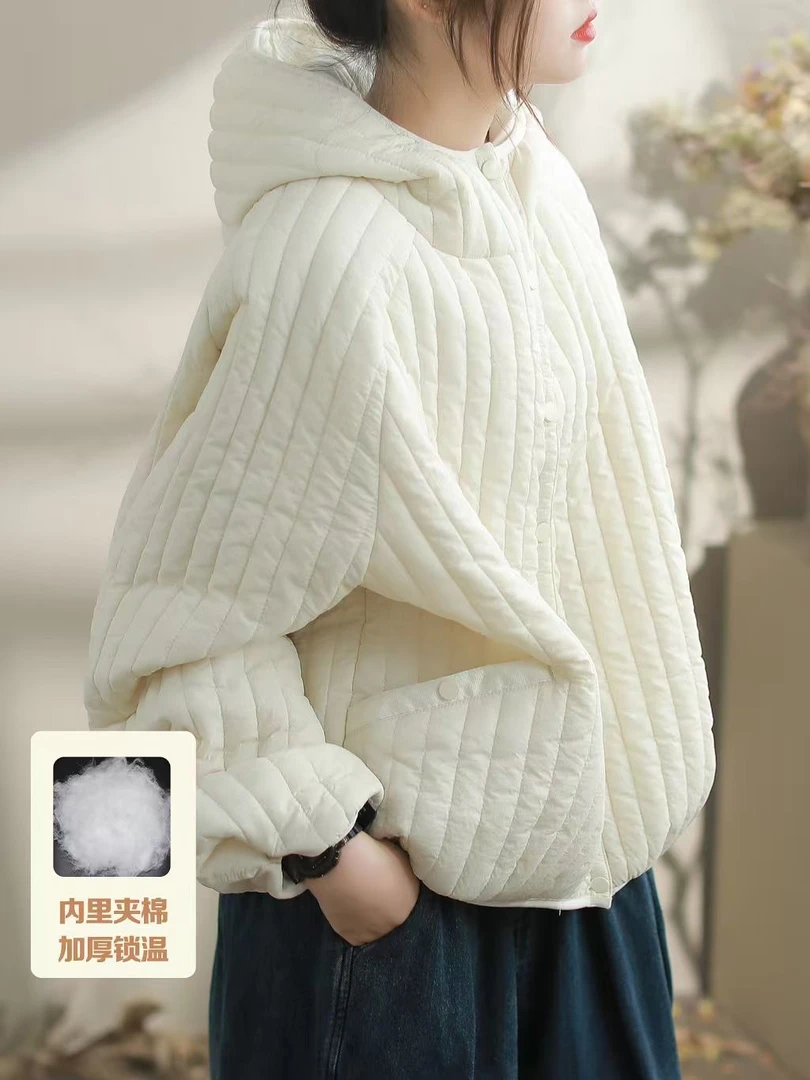 高级感轻薄棉服女短款2025新款秋冬小个子宽松休闲百搭夹棉外套潮