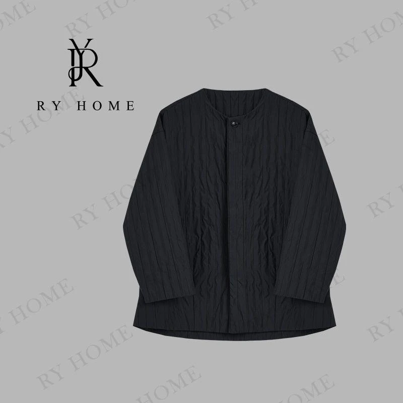 【容雨RYHOME】时尚压纹竖条设计百搭圆领外套253W2457