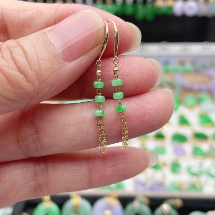 翡翠18K金镶嵌耳饰