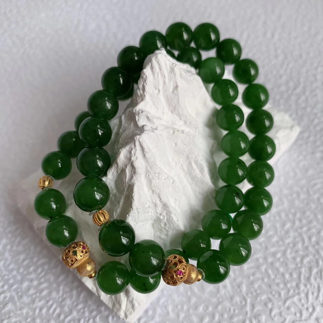 HZ522-2和田玉碧玉s925手串7mm+（多样性发一）