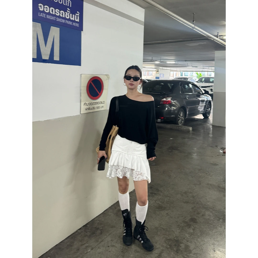 WXLSTUDIO 03/28 常春藤日记 不规则甜美蕾丝拼接A字小白裙