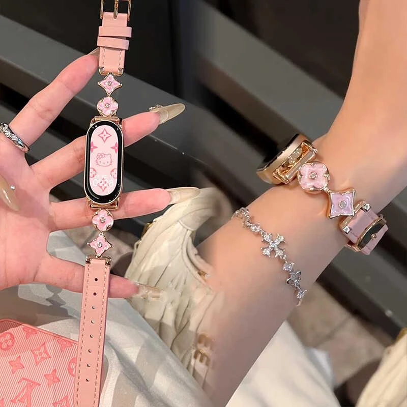 鎏金小香风千金感金属皮质表带适用小米9pro手环9代8pro76/S3通用