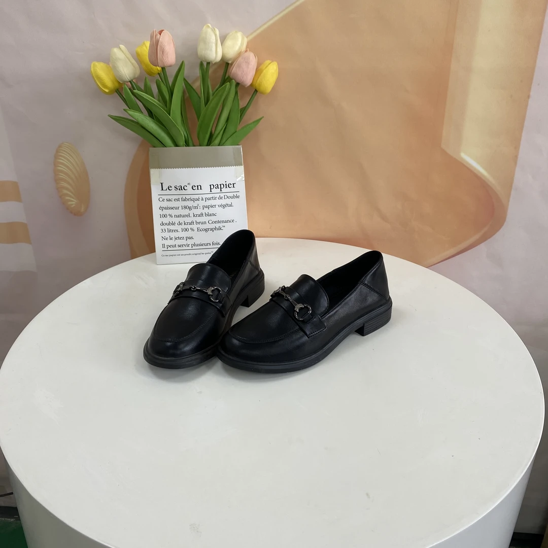 6112时尚简约休闲百搭粗跟乐福鞋F