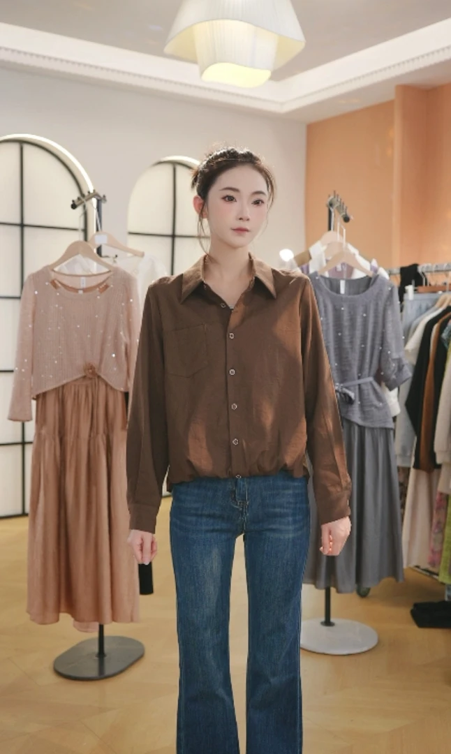 F法式长袖衬衫早秋女装新款高级感轻奢洋气时尚上衣