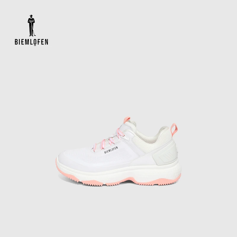 比音勒芬高尔夫2025春夏欧若风女子休闲皮面运动撞色专业训练球鞋