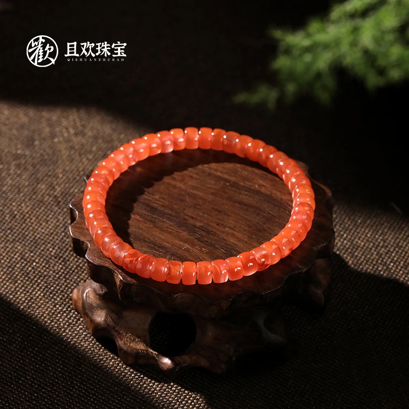 【游鸿手串】天然南红直切珠简约设计新年红手串