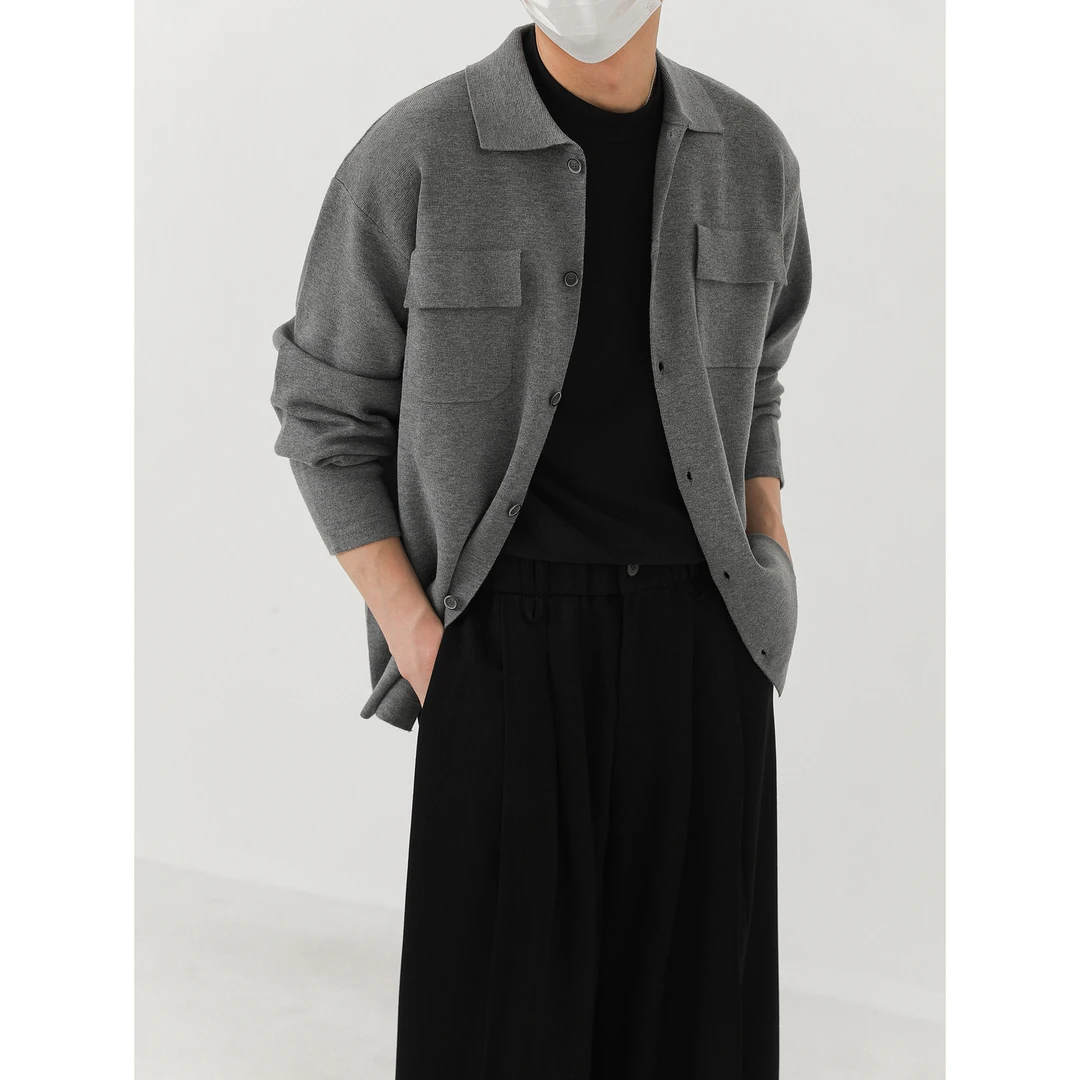 ZPZ「羊毛开衫」老钱风高级感针织衫 男秋季外套潮流宽松翻领毛衣