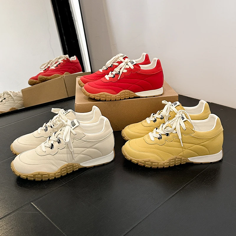 复古德训鞋女2025春季新款透气厚底阿甘鞋软底跑步休闲运动鞋