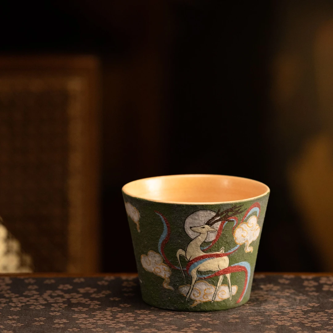 【忆梦敦煌】原创设计全手工岩矿彩釉下彩主人杯高档茶器-300ml