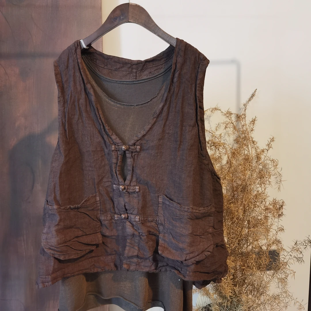 7736做旧亚麻马甲62/132