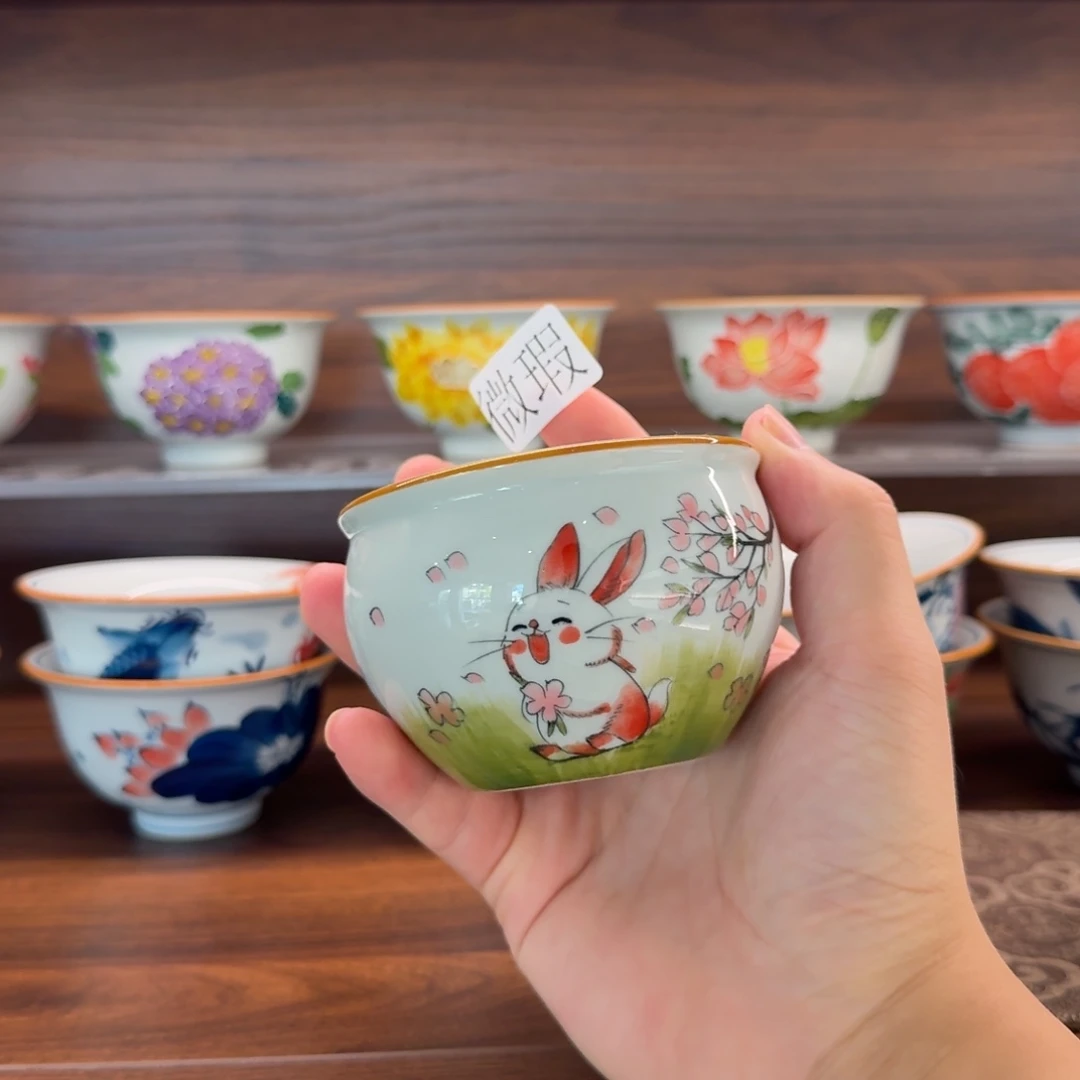 釉下手绘茶具微瑕