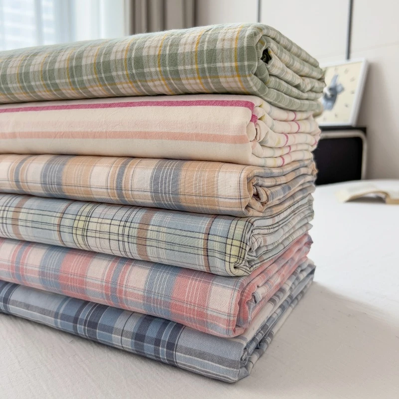 A类色织纯棉四件套男生无印风全棉被套单品水洗棉床笠款三件套a类