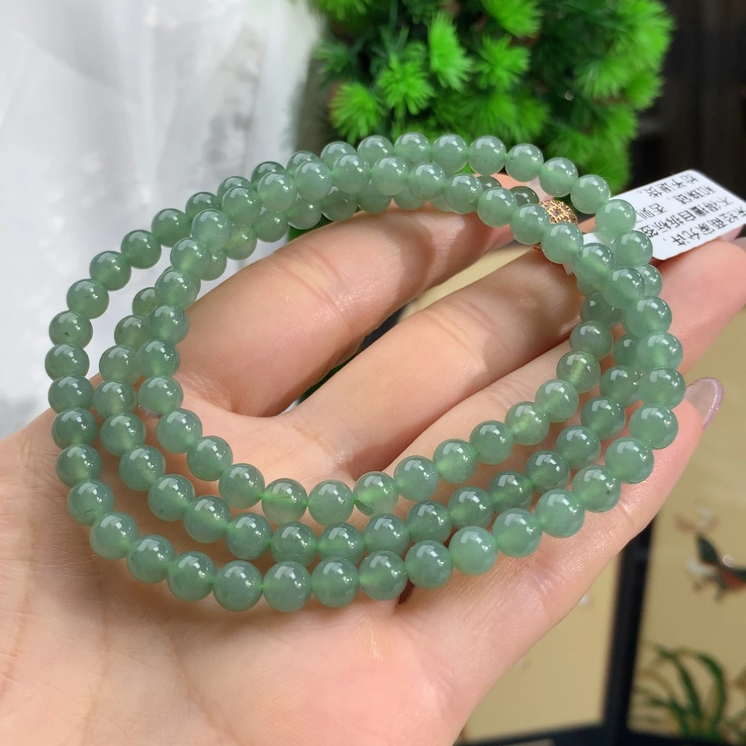 翡翠颈饰未镶嵌冰胶湖水绿项链卡6m m