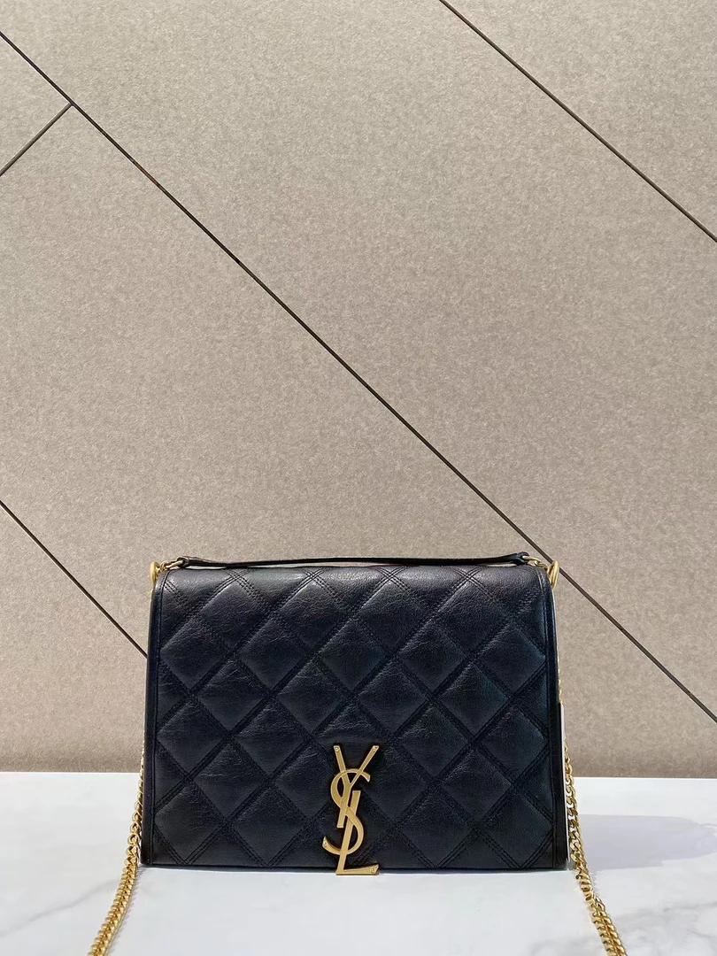 99新 YSL/圣罗兰 帝爵奢品/99新/YSL/黑色菱格链条单肩包