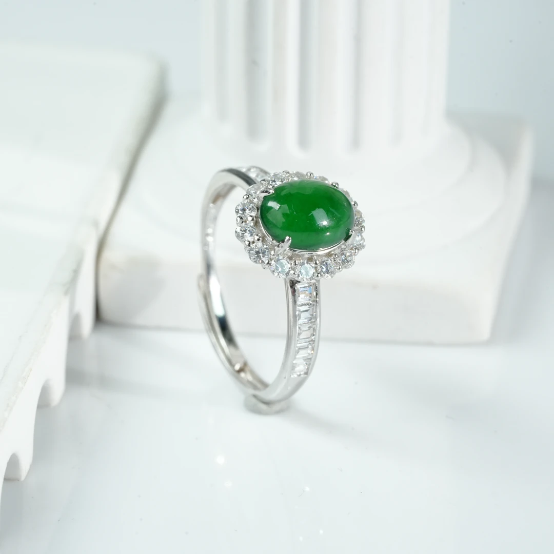 【小北严选】S925银翡翠戒指尺寸约6*8mm【多样性发一件】-WH84X162