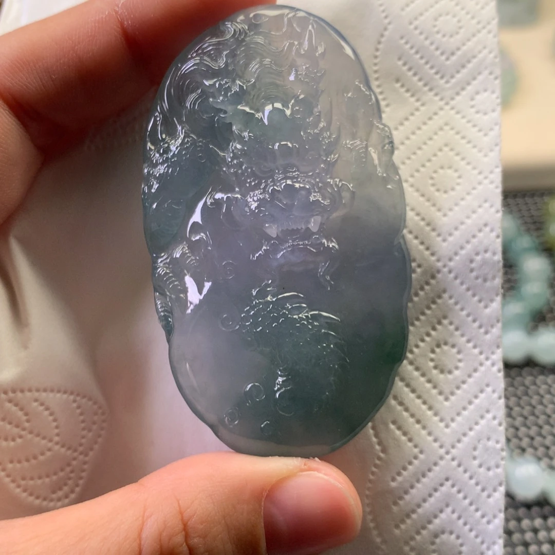 翡翠未镶嵌颈饰天然翡翠龙牌定金