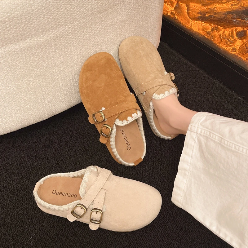 圣诞提花~INS勃肯鞋女外穿秋冬季勃肯鞋半拖鞋增高显腿长懒人鞋