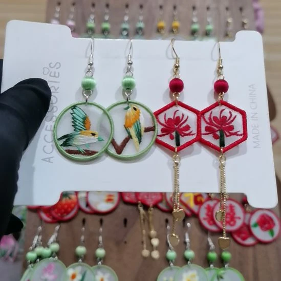 织绣苏绣耳环耳钉耳饰