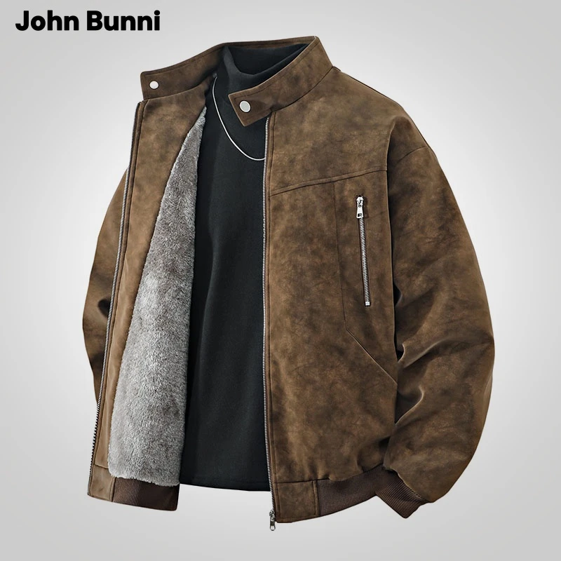 John Bunni美式复古工装夹克男士秋冬季加绒休闲潮流外套保暖时尚