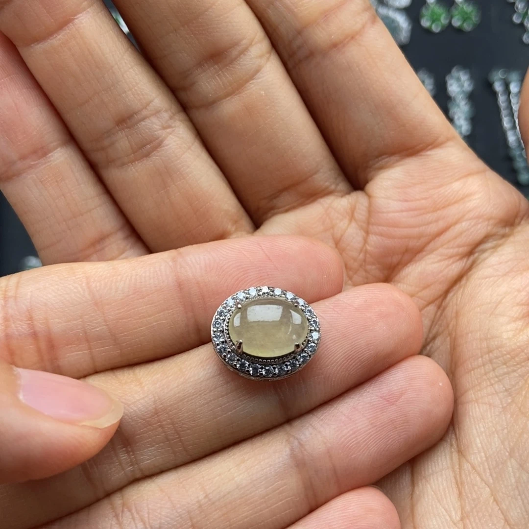 翡翠银S925镶嵌耳饰