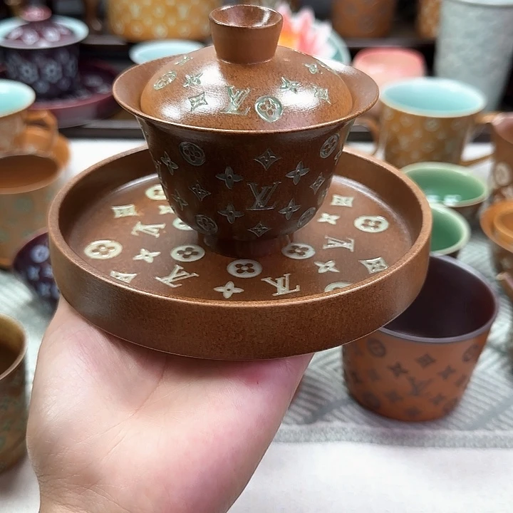 阿***雕龙泉青瓷手工制作工艺青瓷盖碗两样