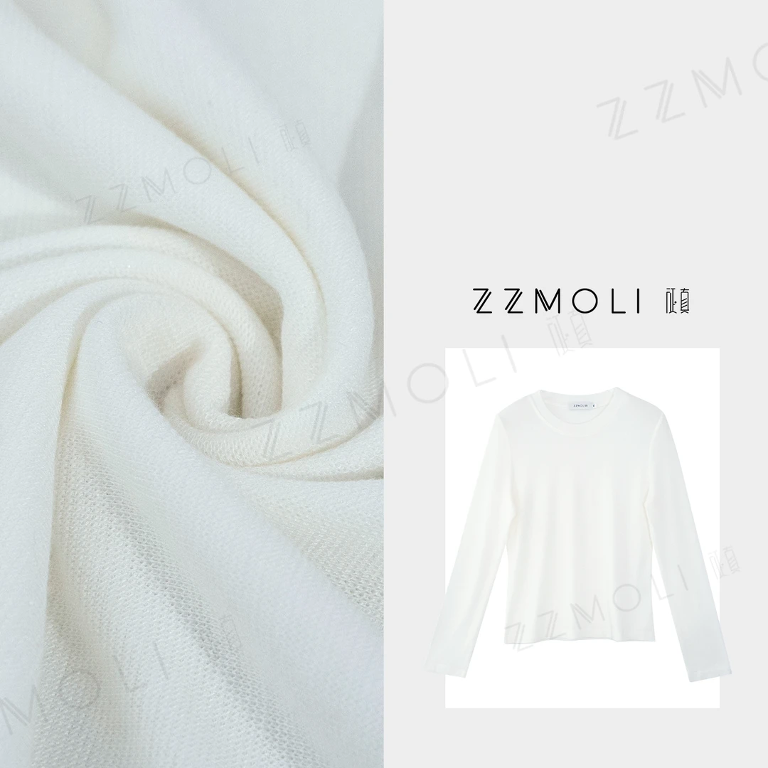 ZZMOLI莱赛尔长袖T恤洋气衣服女装新款百搭圆领防晒上衣ZBY90060