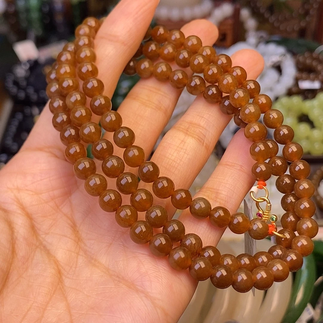 P***e和田玉手镯未镶嵌老矿料糖玉毛衣链6m