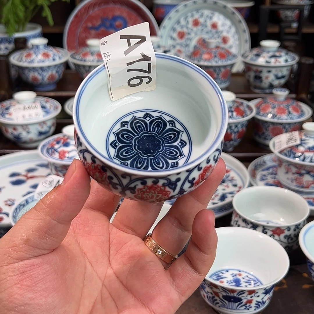 心***薇景德镇高温原矿釉里红手绘176