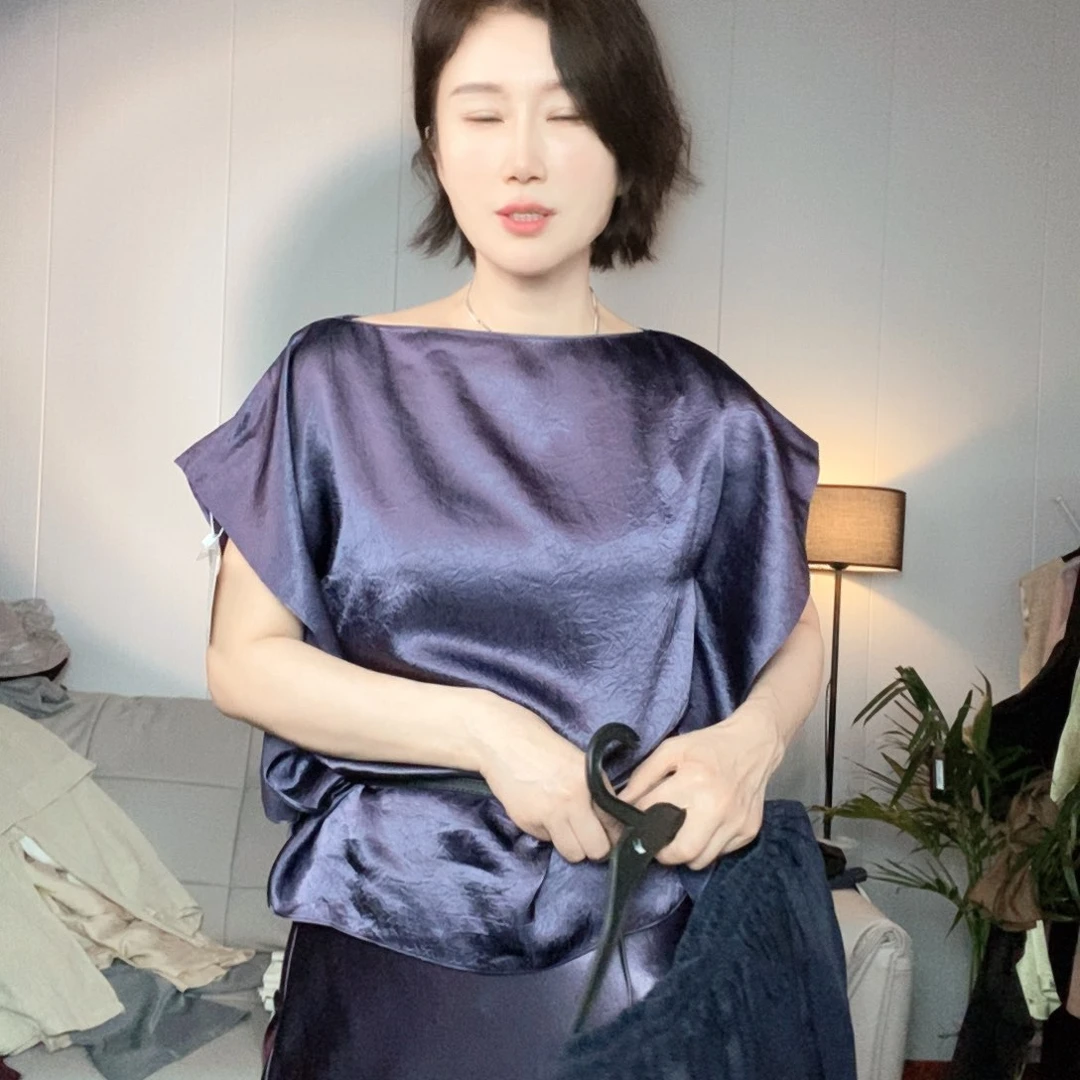 紫色醋酸上衣去拍备注m l xl