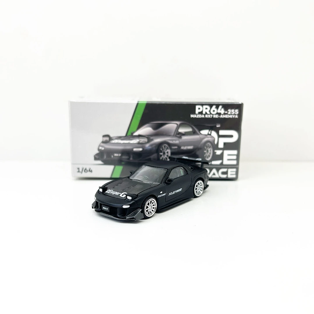 POPRACE车模 1:64 合金 马自达RX7 雨宫哑光黑 小比例汽车模型