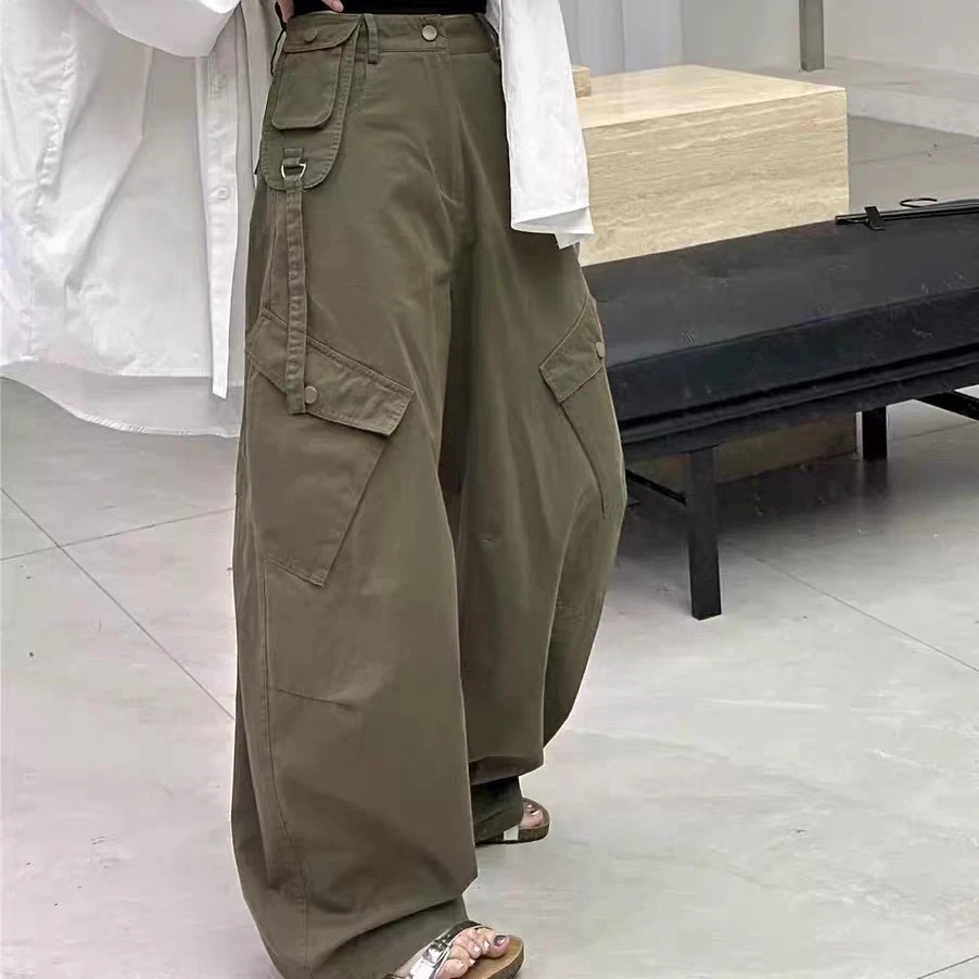 嘉嘉推荐880【早秋款-工装裤】高腰宽松阔腿弯刀裤
