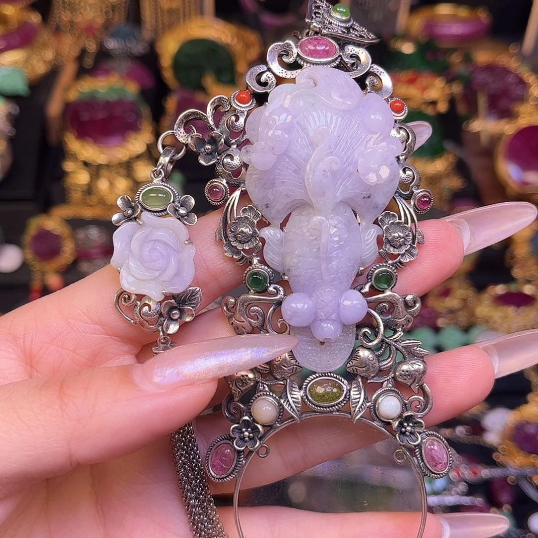 翡翠银S925镶嵌颈饰