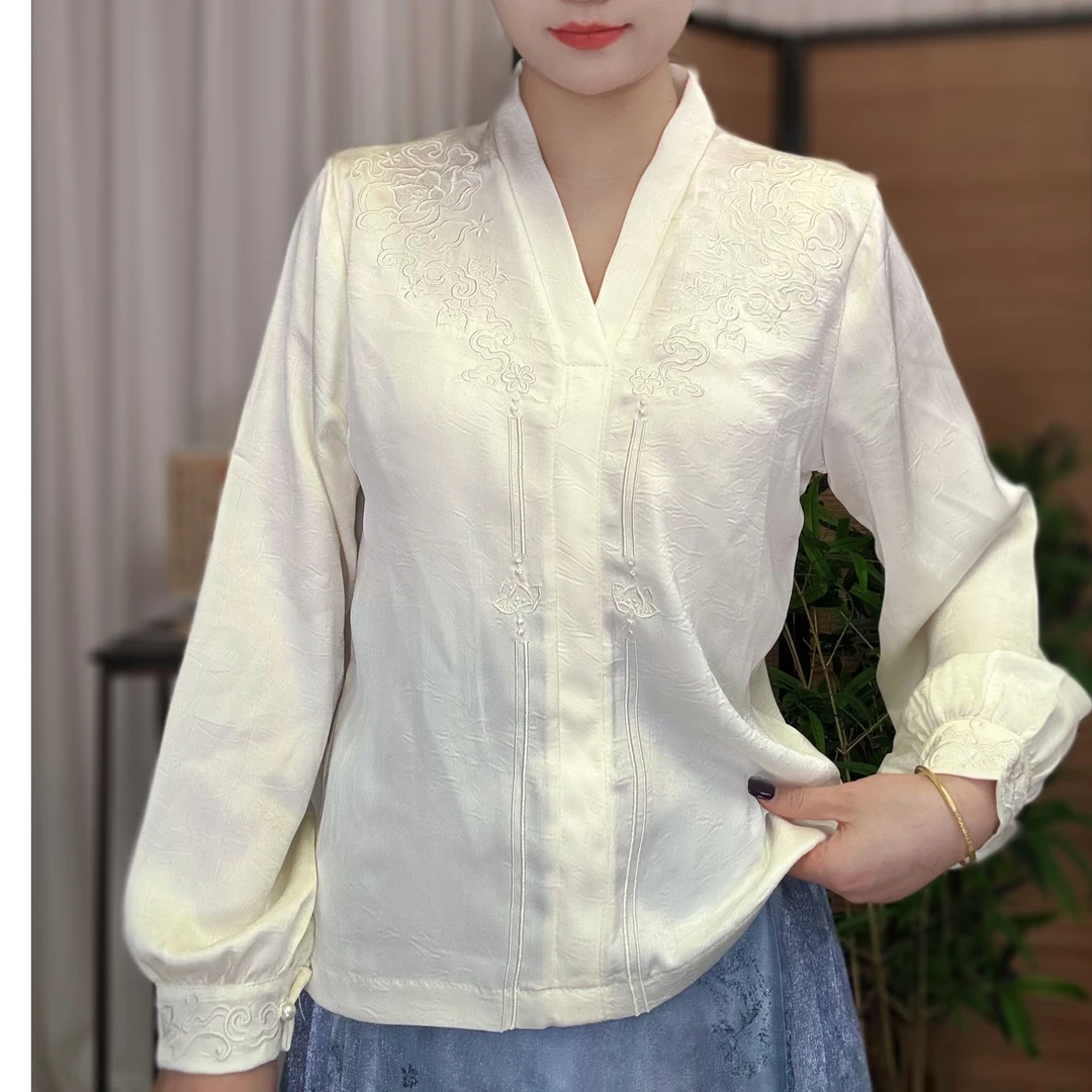 唐织韵【花拾】新中式刺绣国风长袖短袖上衣春夏款日常气质时尚百搭